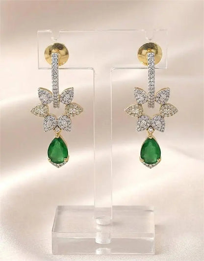 Emerald Drop & Crystal Floral Dangler Coruscate Jewels