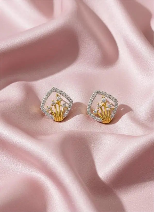 American Diamond Gold Plated Starry Night Stud Earrings Coruscate Jewels