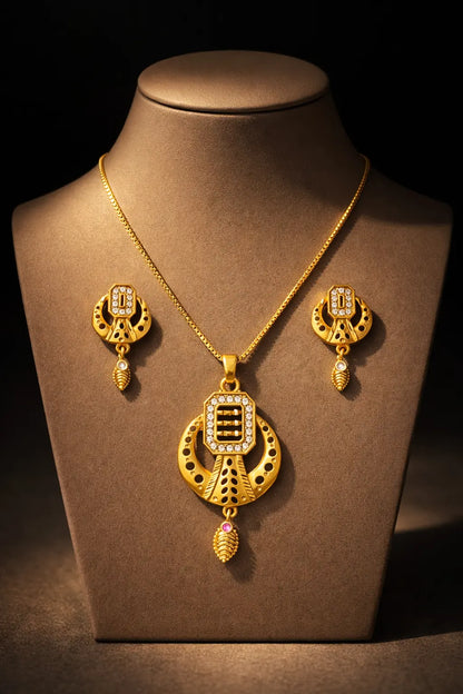 Gold Plated Pendant Set Celestia Golden Circle Coruscate Jewels