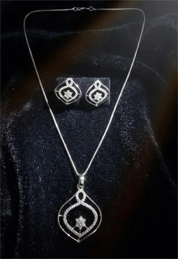 Gold Plated American Diamond Whisper Pendant Set Coruscate Jewels