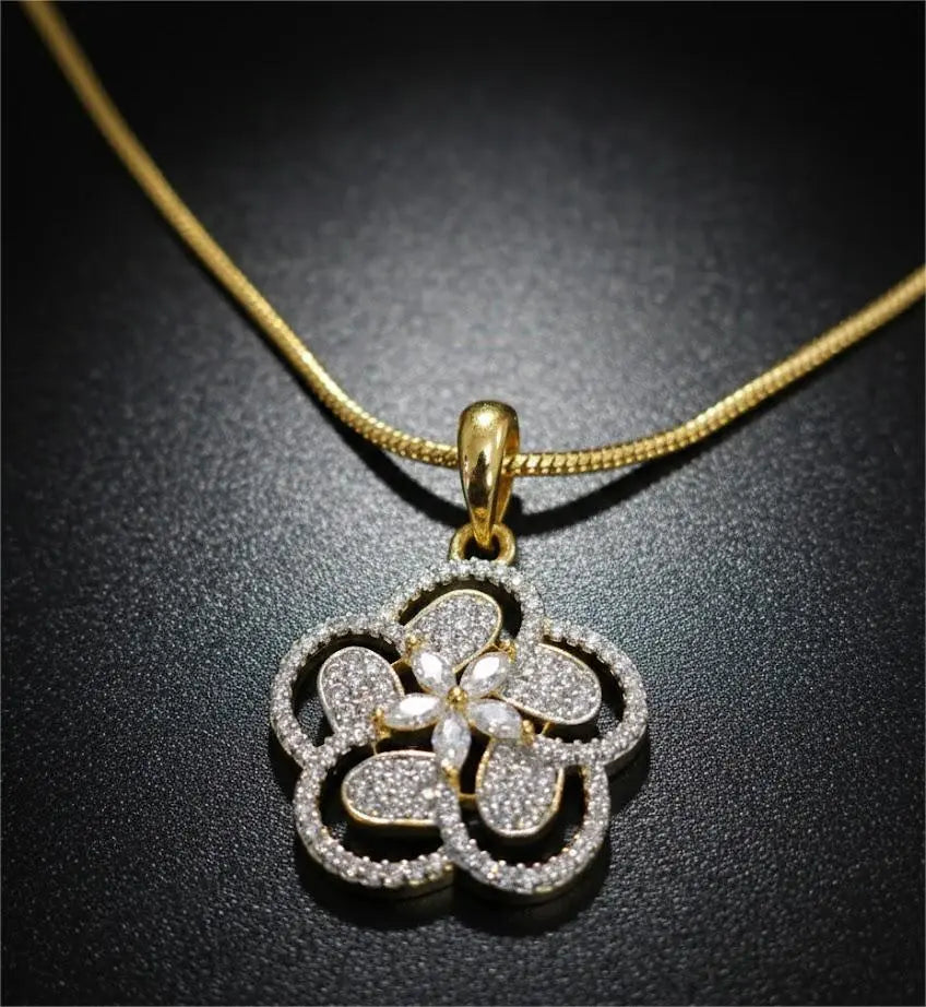 Gold Plated AD-Bloom Grace Pendant Set Coruscate Jewels