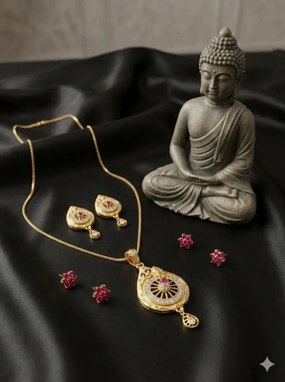 Royal Chakra Gold Tone Pendant Set Coruscate Jewels