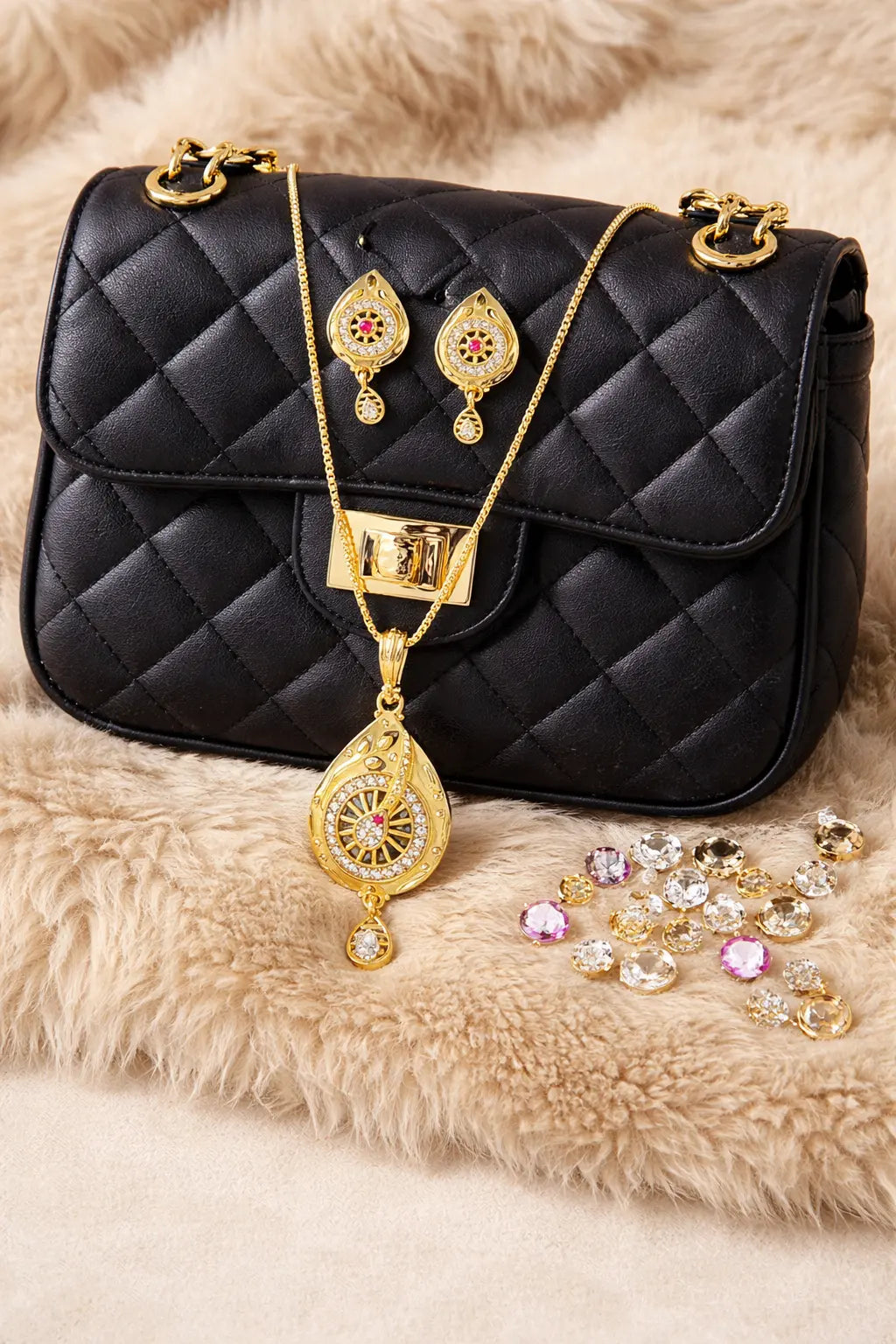Royal Chakra Gold Tone Pendant Set Coruscate Jewels