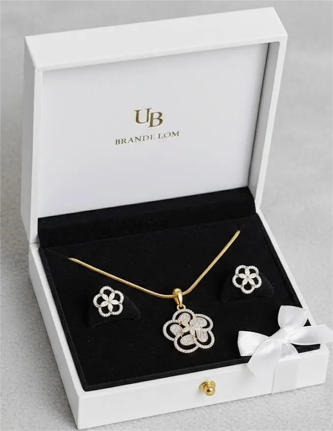 Gold Plated AD-Bloom Grace Pendant Set Coruscate Jewels