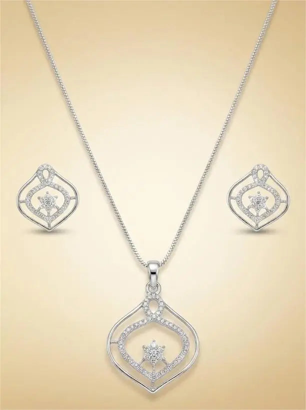 Gold Plated American Diamond Whisper Pendant Set Coruscate Jewels