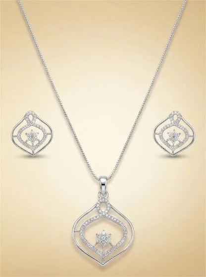 Gold Plated American Diamond Whisper Pendant Set Coruscate Jewels