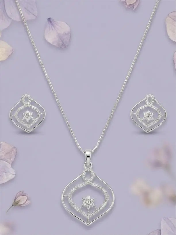 Gold Plated American Diamond Whisper Pendant Set Coruscate Jewels