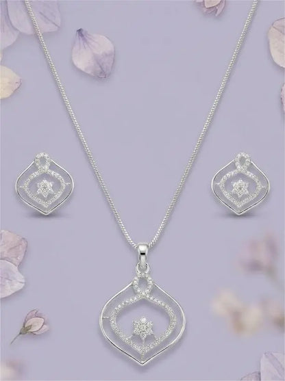 Gold Plated American Diamond Whisper Pendant Set Coruscate Jewels