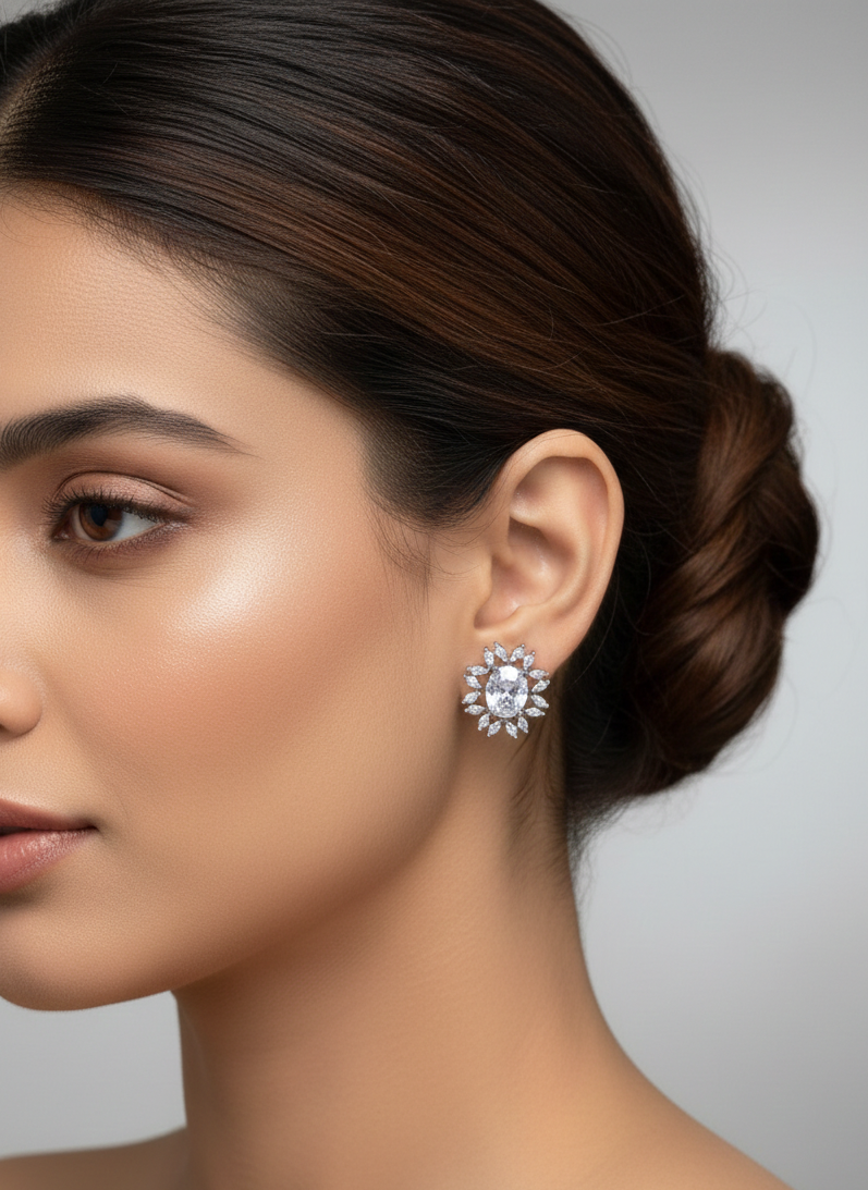 Black Rhodium Polish AD Earrings MoonShine Theme