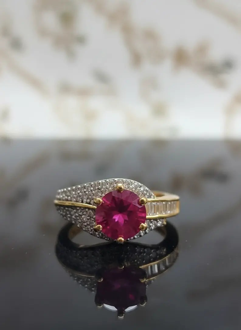 Elegant Ruby Zirconia Ring Coruscate Jewels
