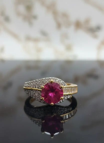 Elegant Ruby Zirconia Ring Coruscate Jewels