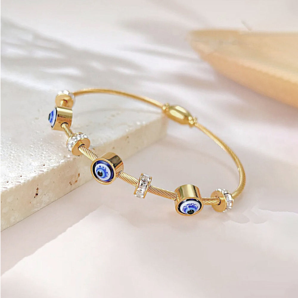 Evil Eye Anti-Tarnish Gold-Plated Stainless Steel Bracelet For Women