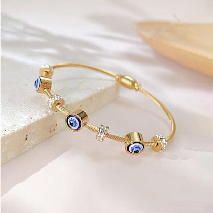Evil Eye Anti-Tarnish Gold-Plated Stainless Steel Bracelet For Women
