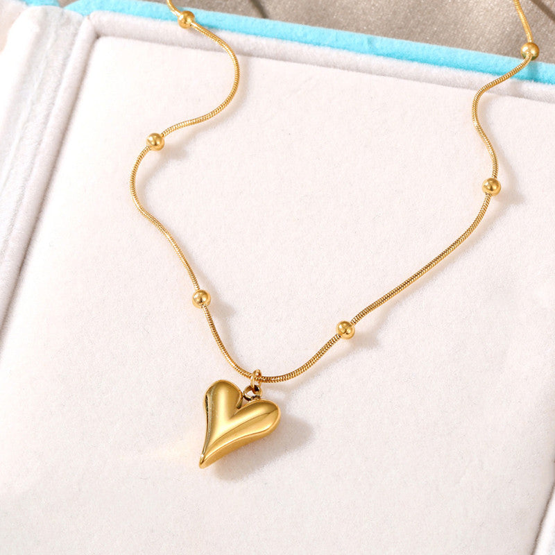 Gold Plated Anti Tarnish Stainless Steel Heart Pendant Set
