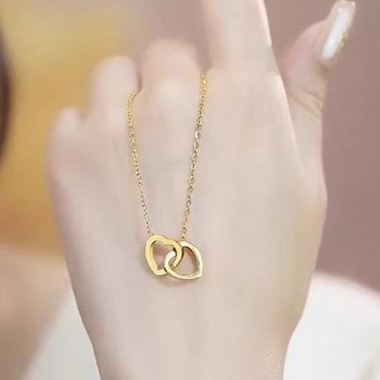 Anti Tarnish Gold-Plated Double Heart Pendant