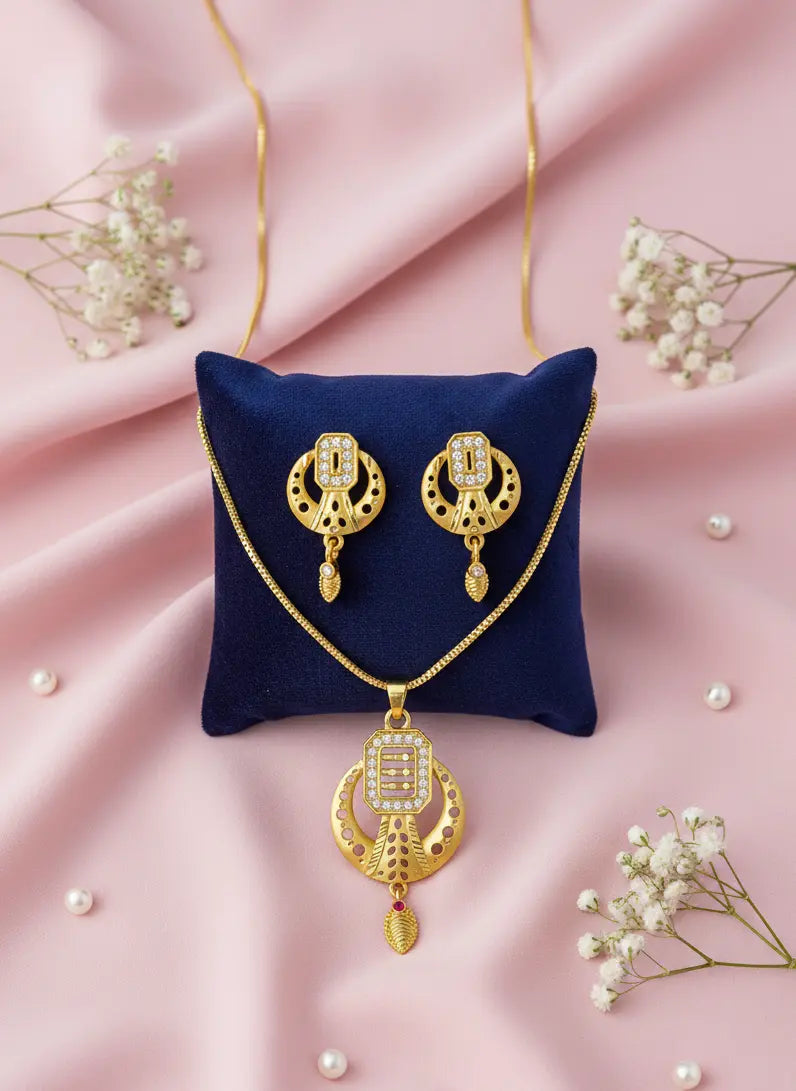 Gold Plated Pendant Set Celestia Golden Circle Coruscate Jewels