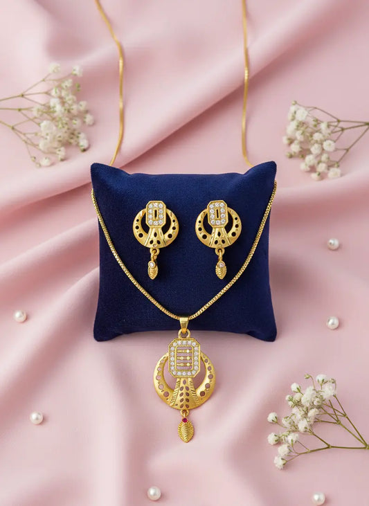 Gold Plated Pendant Set Celestia Golden Circle Coruscate Jewels