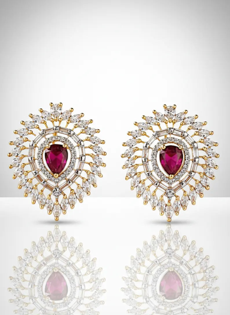 Ruby Cascade Zirconia Teardrop Earrings Coruscate Jewels