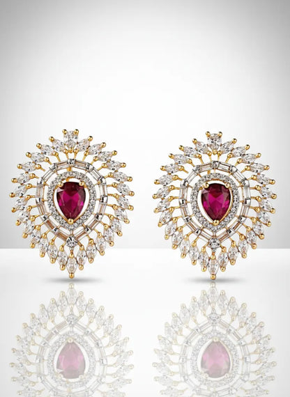 Ruby Cascade Zirconia Teardrop Earrings Coruscate Jewels