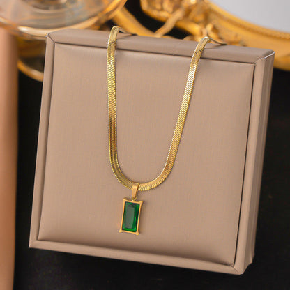 Anti Tarnish Gold-Plated Geometric Green Pendant