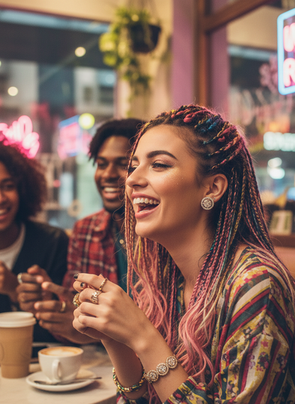 Gold Plated AD Studded Round Border Earrings