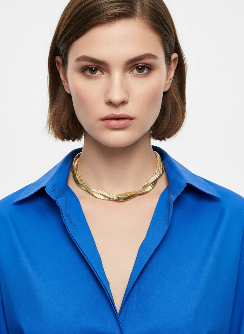 Anti Tarnish Gold Plated Golden Serpent Coil Choker Necklace