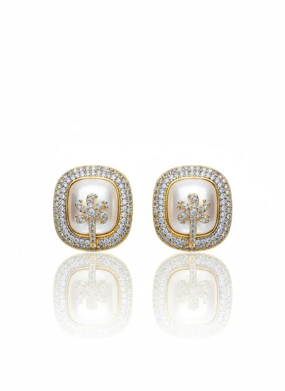 Embellished Pearl Stud Earrings Coruscate Jewels