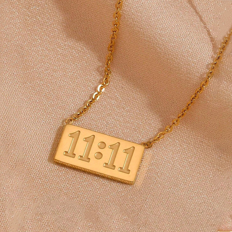 Anti Tarnish Gold-Plated 11:11 Stainless Steel Pendant