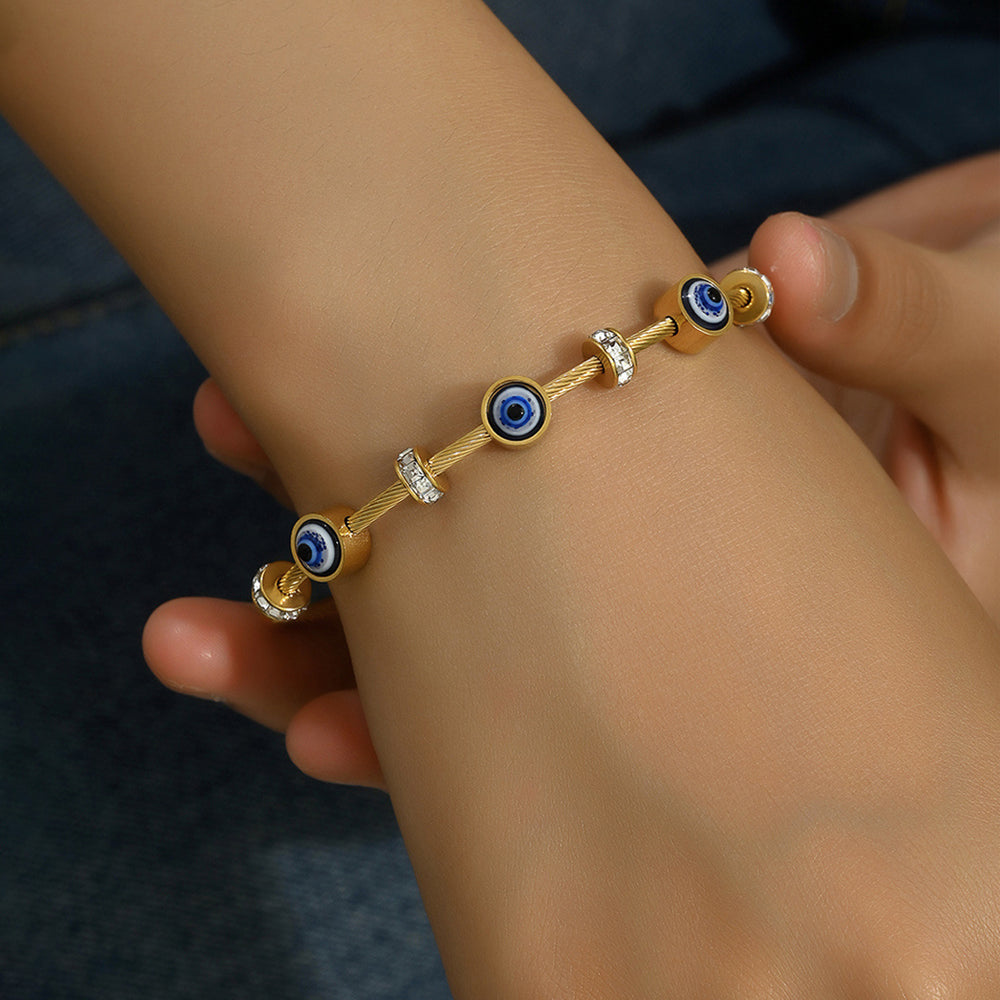 Evil Eye Anti-Tarnish Gold-Plated Stainless Steel Bracelet For Women