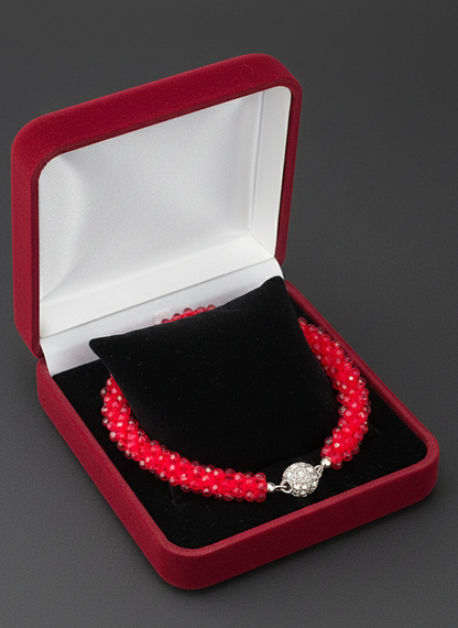Red Beaded Crystal Necklace Set