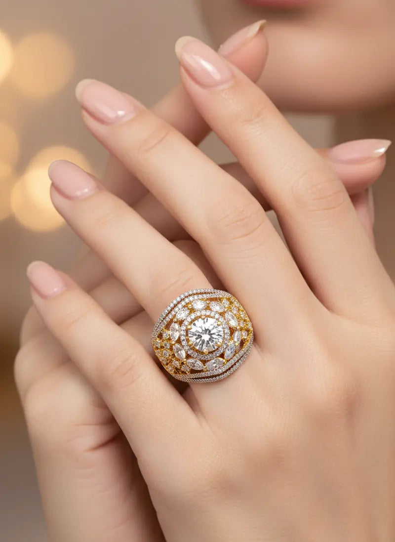 Clear Stone Artificial Finger Ring Coruscate Jewels