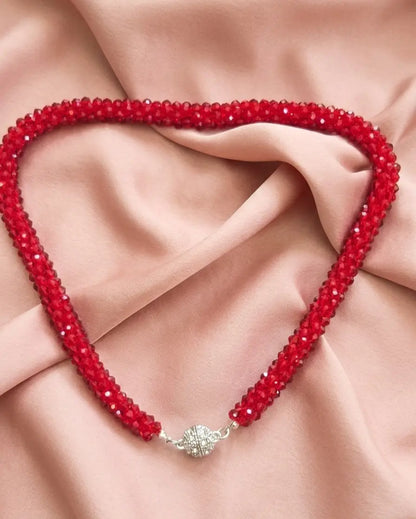 Red Beaded Crystal Necklace Set Coruscate Jewels