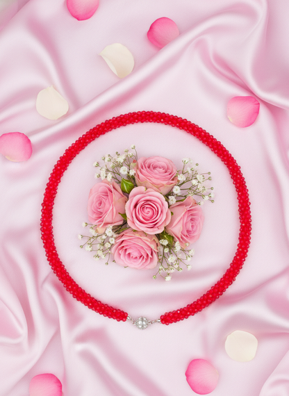 Red Beaded Crystal Necklace Set