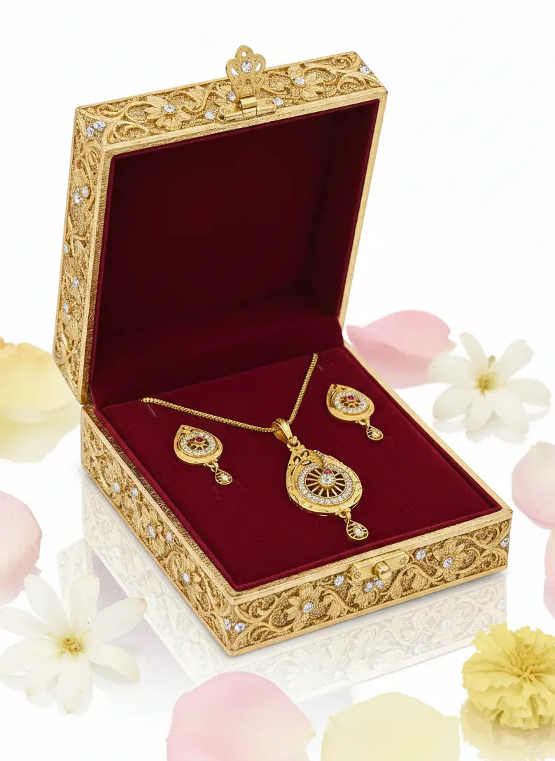 Royal Chakra Gold Tone Pendant Set Coruscate Jewels