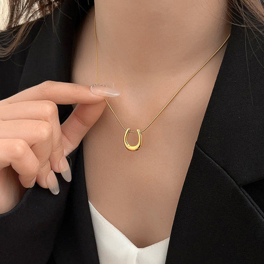 Anti Tarnish Gold Plated Geometric U Shape Pendant