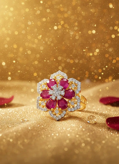 Ruby Blossom Adjustable Ring Coruscate Jewels