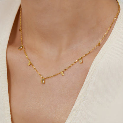 Anti Tarnish Gold Plated Geometric Neklace Gold-Toned