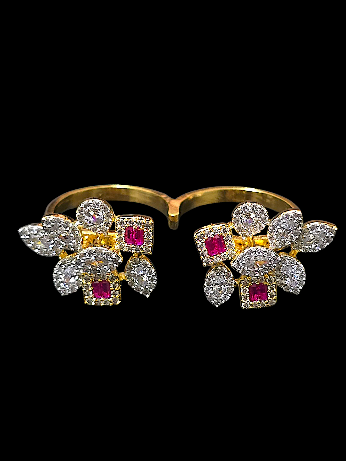 Coruscate Jewels Ruby Bloom Double Finger Adjustable Ring