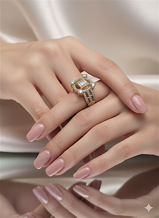 Coruscate Jewels Royal Charm Adjustable Gold-Tone Ring with CZ Stones