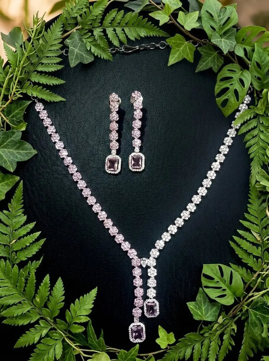 American Diamond Silver CZ Jewelry Pink Silver Twin Glow Coruscate Jewels