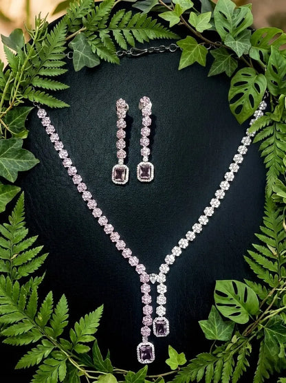 American Diamond Silver CZ Jewelry Pink Silver Twin Glow Coruscate Jewels