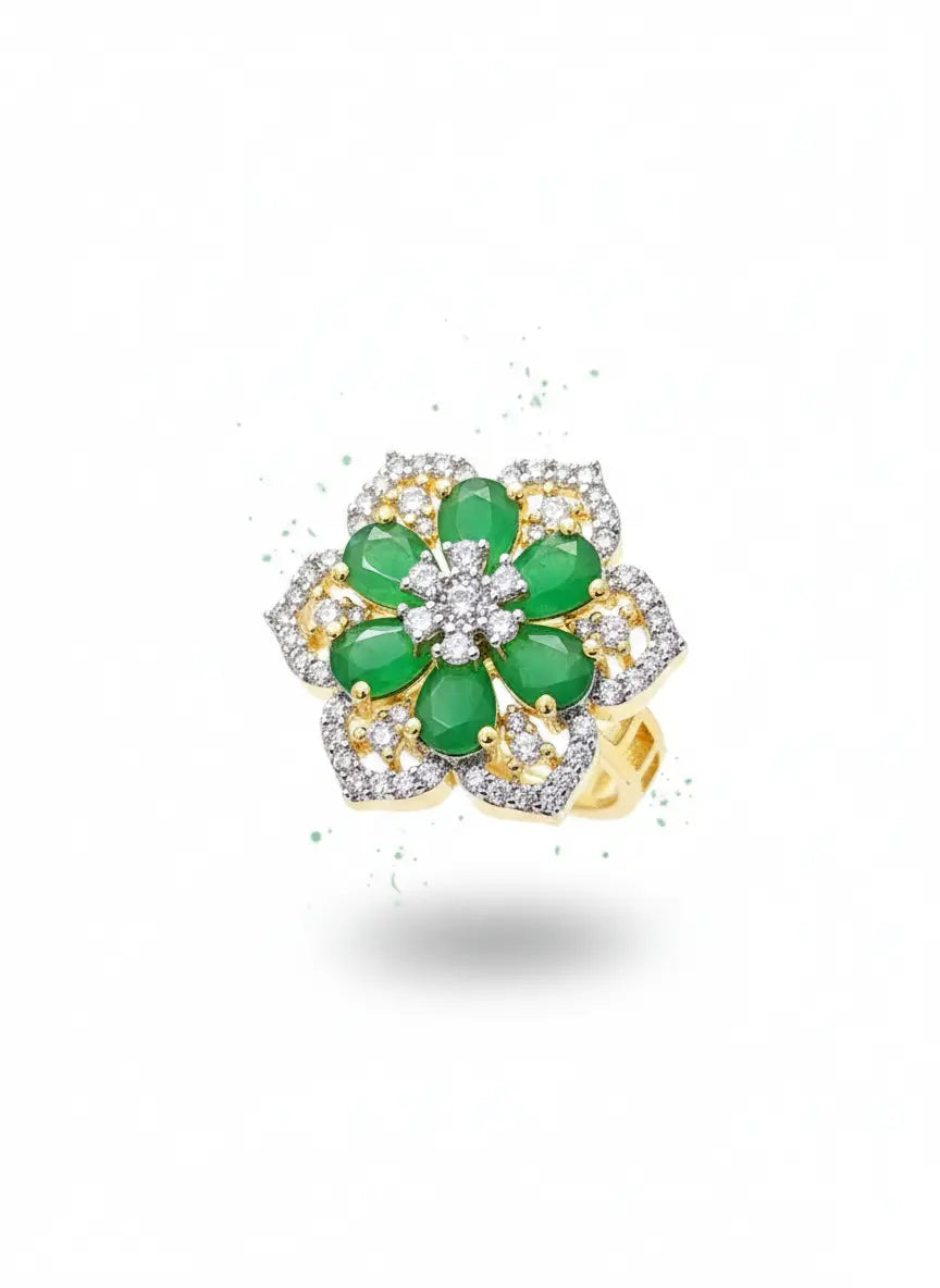 Emerald Blossom Adjustable Ring Coruscate Jewels