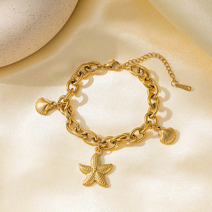 Anti Tarnish Sea Shell Theme Gold Plated Bracelet