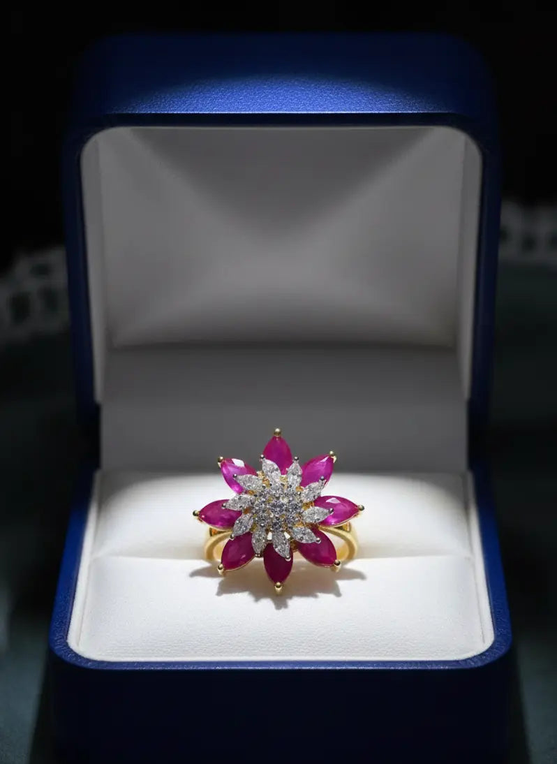Ruby Bloom Adjustable Ring Coruscate Jewels