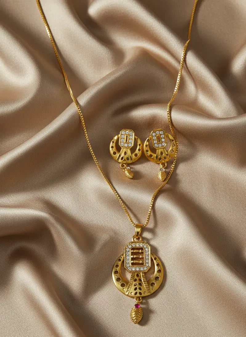 Gold Plated Pendant Set Celestia Golden Circle Coruscate Jewels