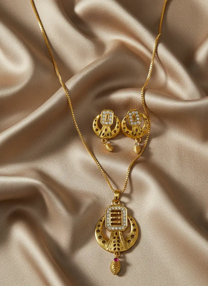 Gold Plated Pendant Set Celestia Golden Circle Coruscate Jewels