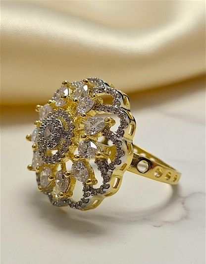 Golden Bloom Floral Ring