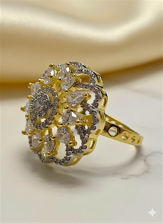 Golden Bloom Floral Ring