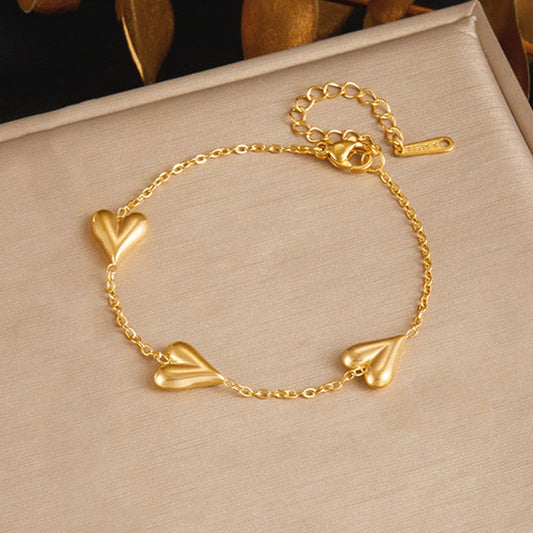 Heart Shaped Bracelet Anti Tarnish Gold Plated For Ladies and Girls