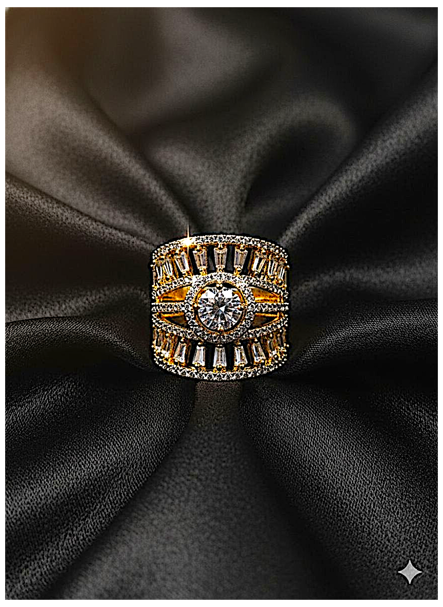 Coruscate Jewels Regal Diamond & Gold-Tone Adjustable Statement Ring